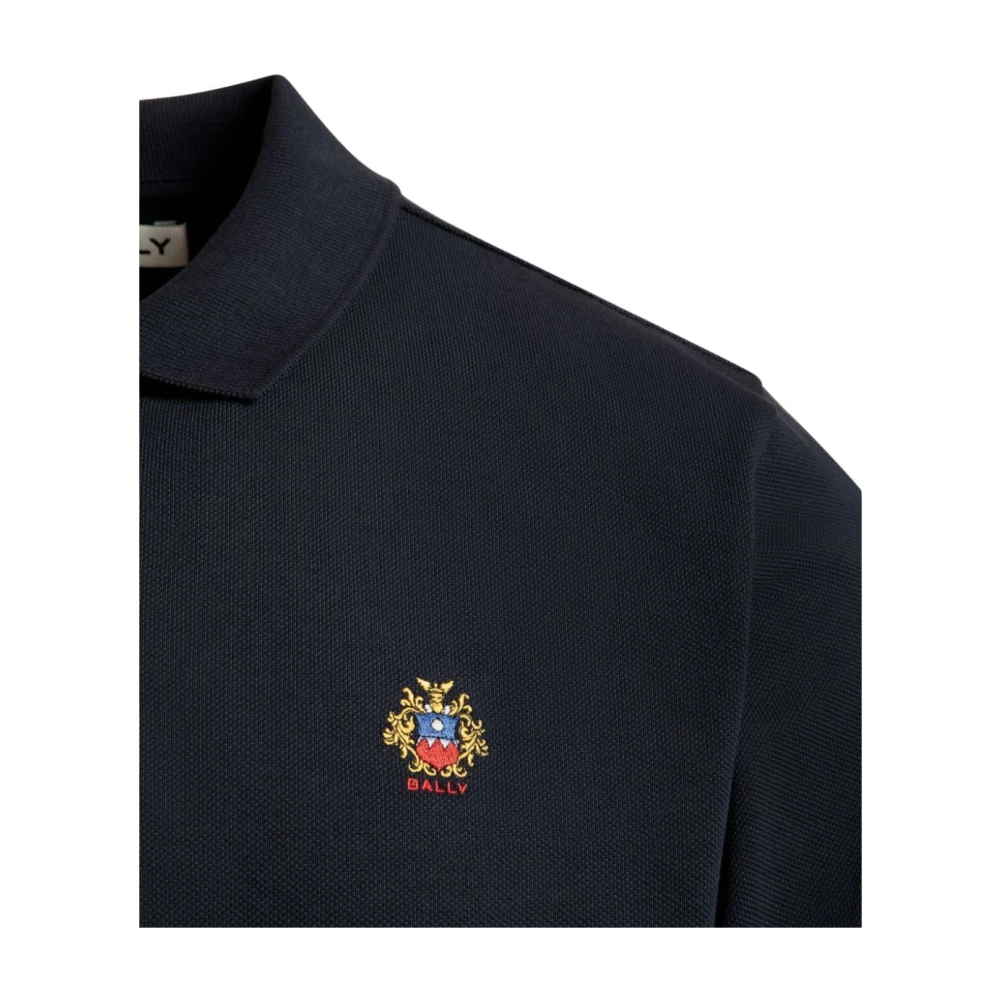 Bally Blauw poloshirt met geborduurd logo Blue Heren