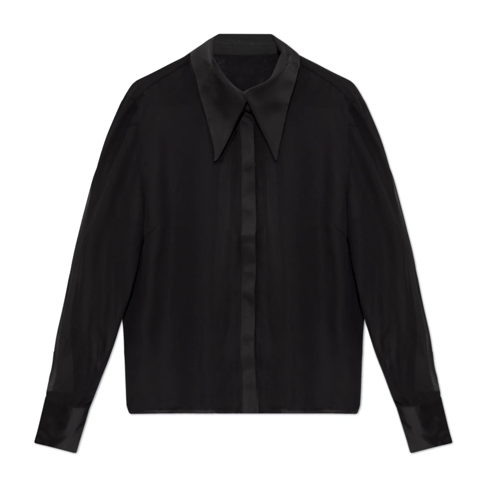 Gestuz Elegante Mesh Shirt met Wijde Manchetten Black Dames