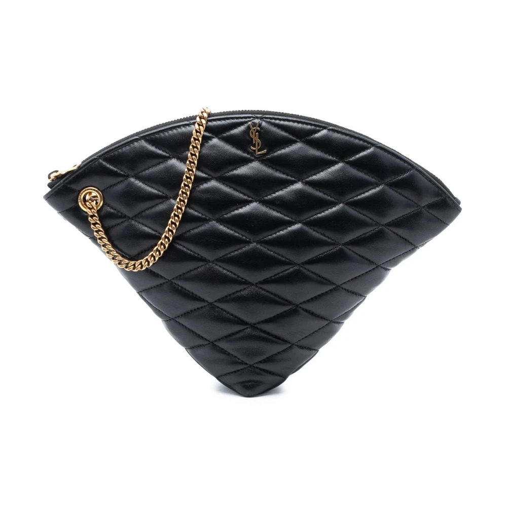 Saint Laurent Vintage Women's Black Pre-Owned Quilted Leather Pouch