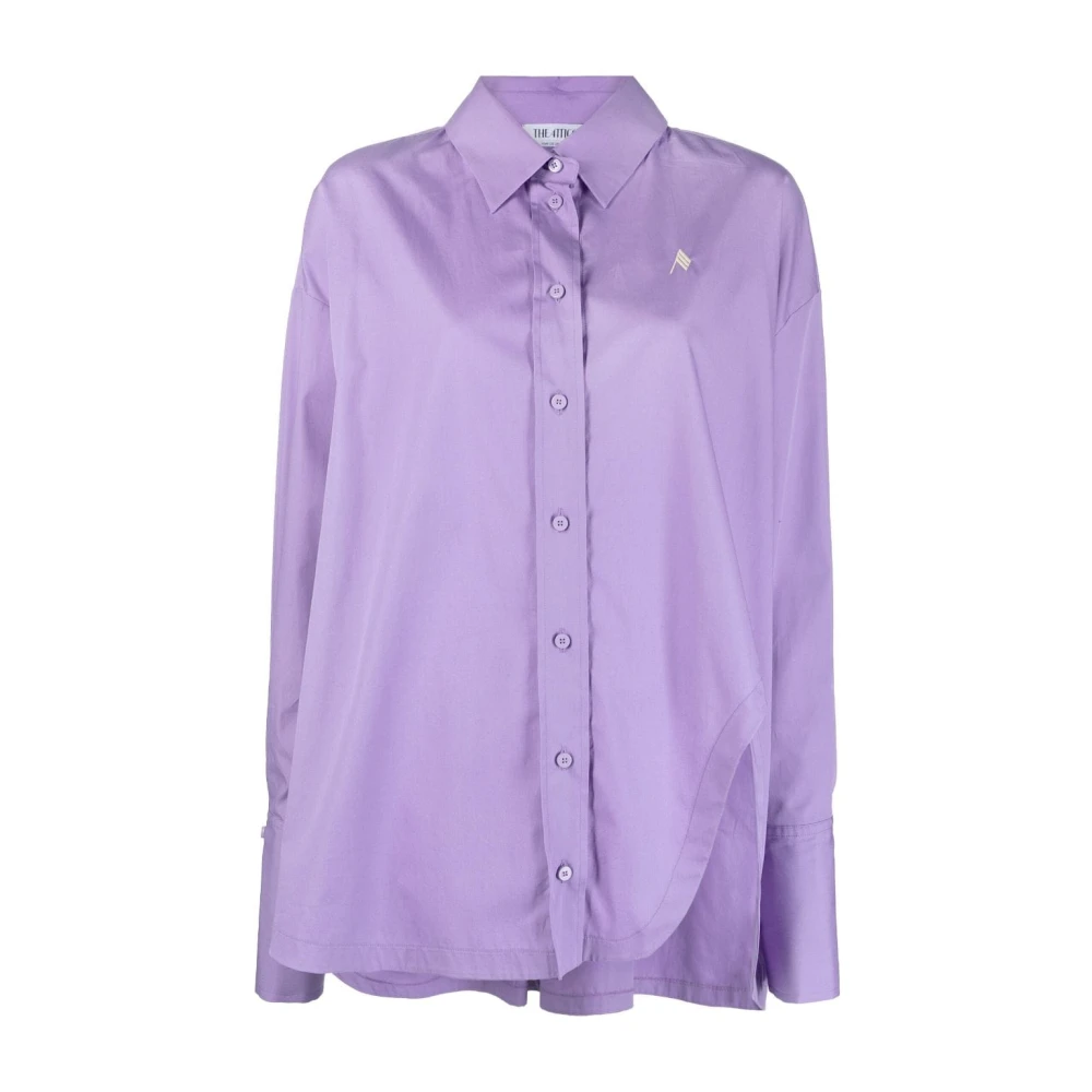 The Attico Lila Diana Asymmetrische Hem Katoenen Overhemd Purple Dames