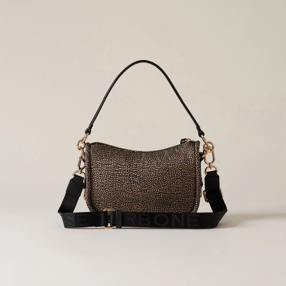 Borbonese Zwarte Cahier Schoudertas met OP Print Black Dames