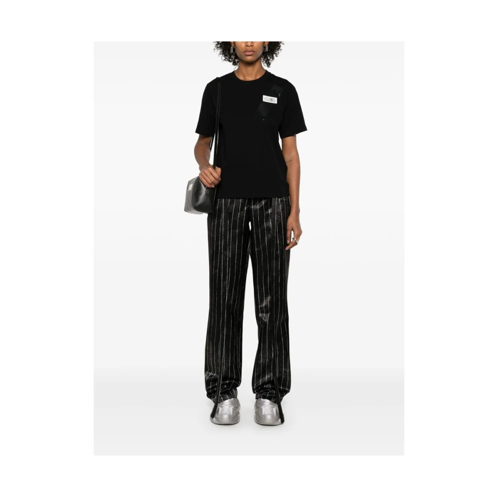 MM6 Maison Margiela Logo Crew Neck T-shirt Black Dames