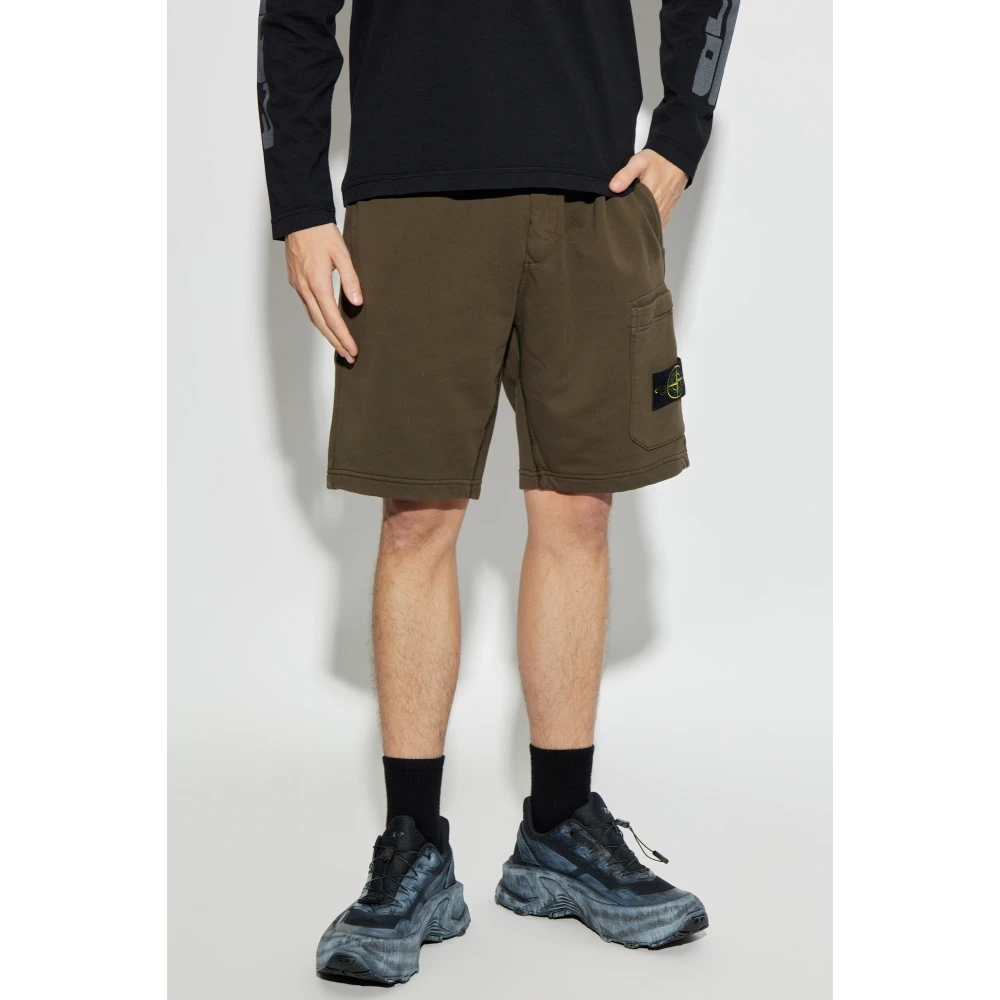 Stone Island Logo shorts Brown Heren