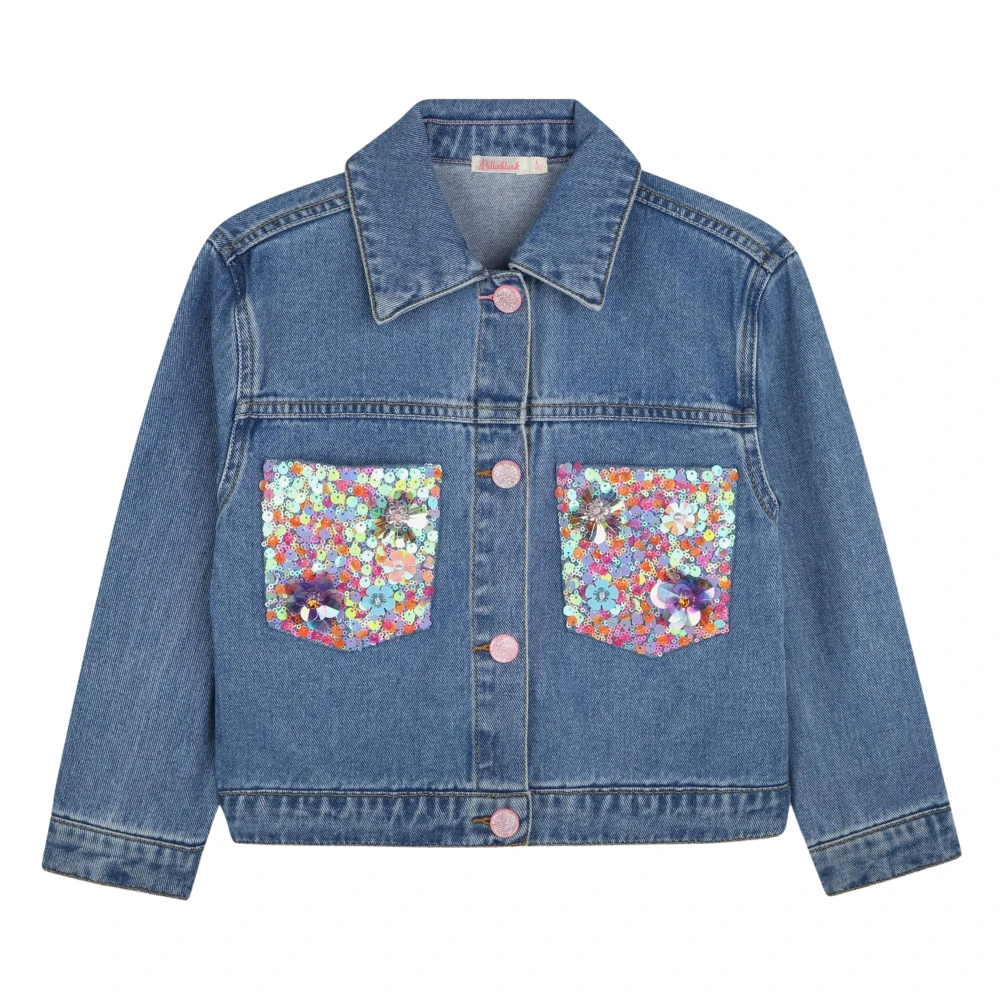 Billieblush Women's Blue Sequin Pocket Denim Jacket In