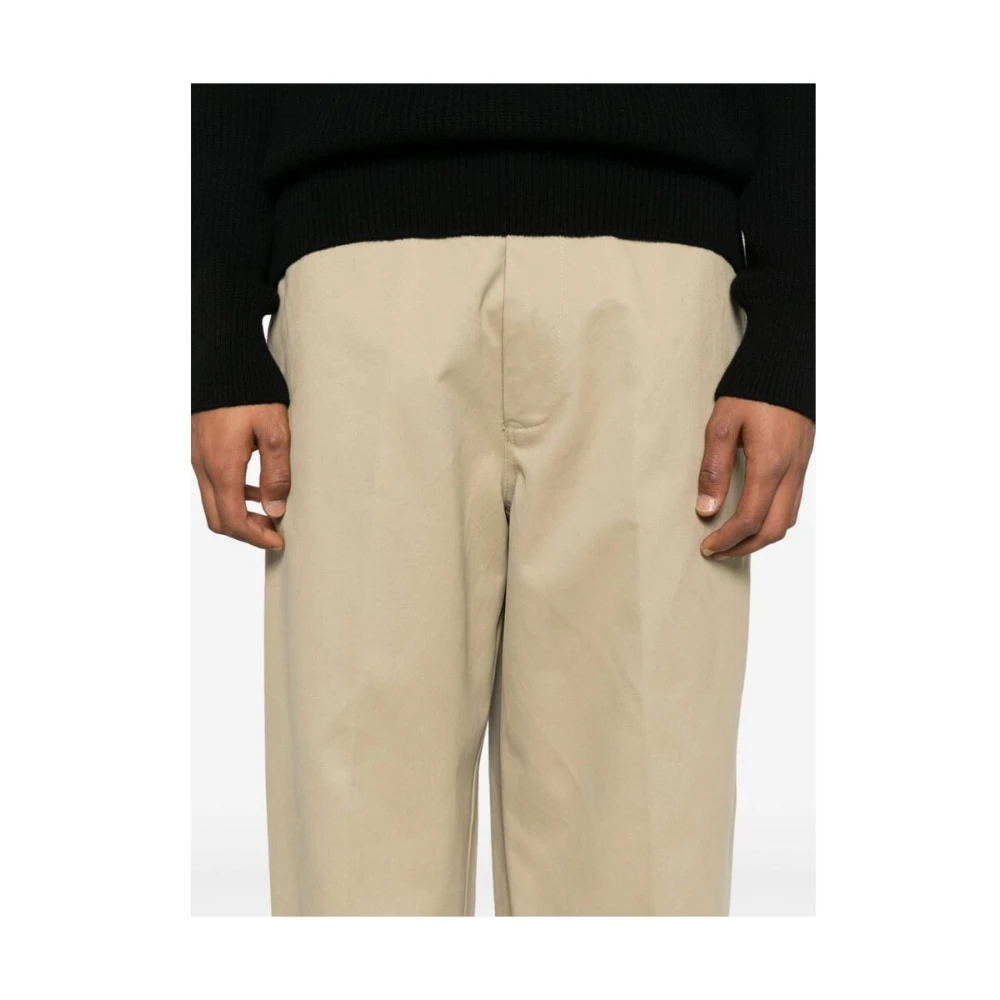 Cruna Beige Katoenen Gabardine Wijde Pijp Broek Beige Heren