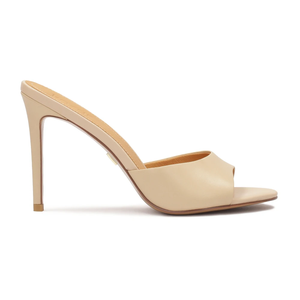 Kazar Beige läderklackar mules Beige, Dam