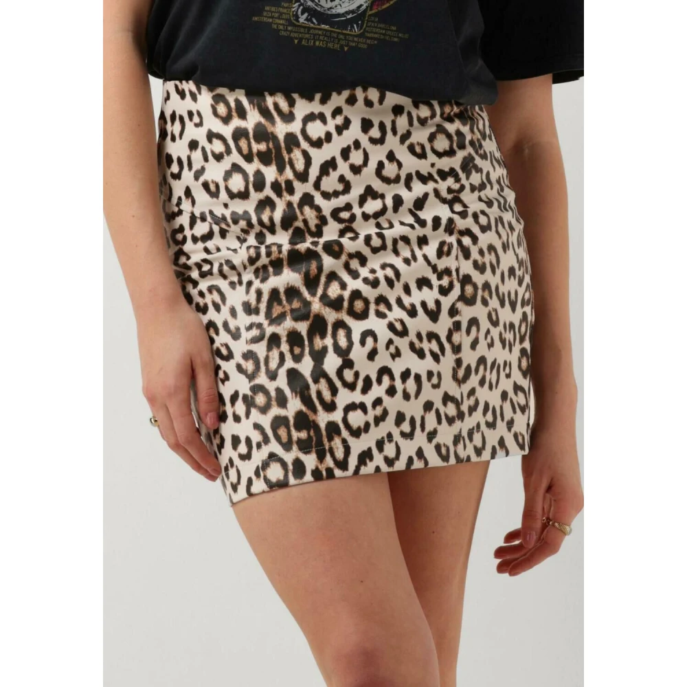 Alix The Label Luipaard Imitatie Leren Rok Brown Dames
