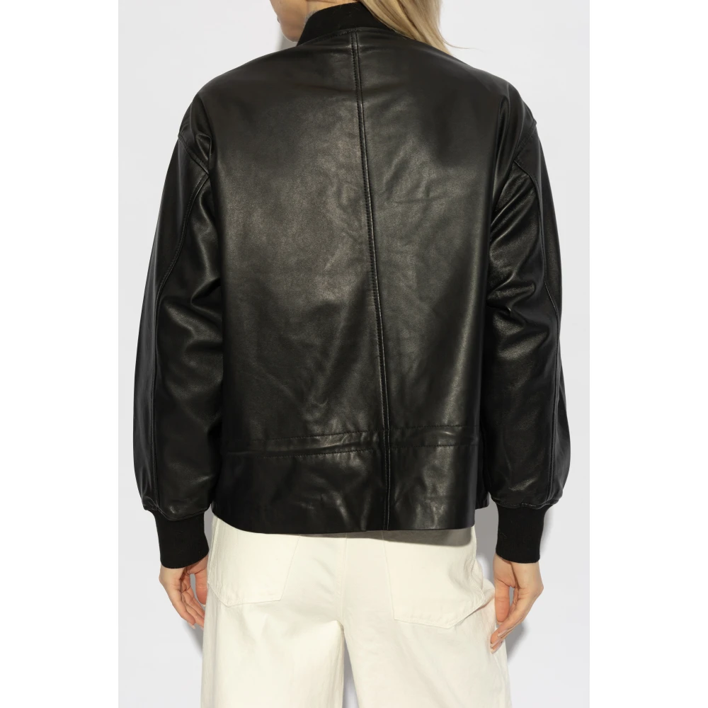 AllSaints Leren Sofi Bomberjack Black Dames