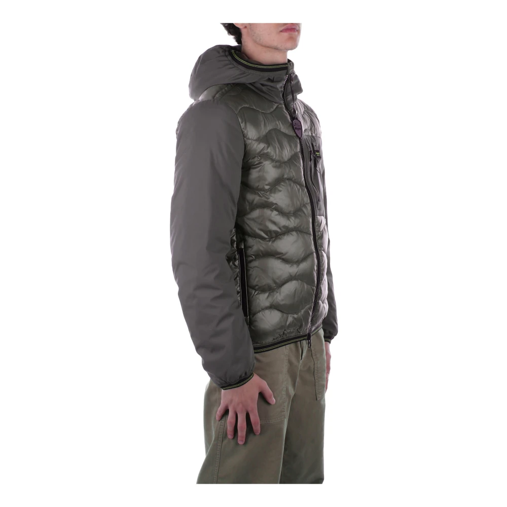 Blauer Groene Hoodie Jas Logo Rits Zakken Green Heren