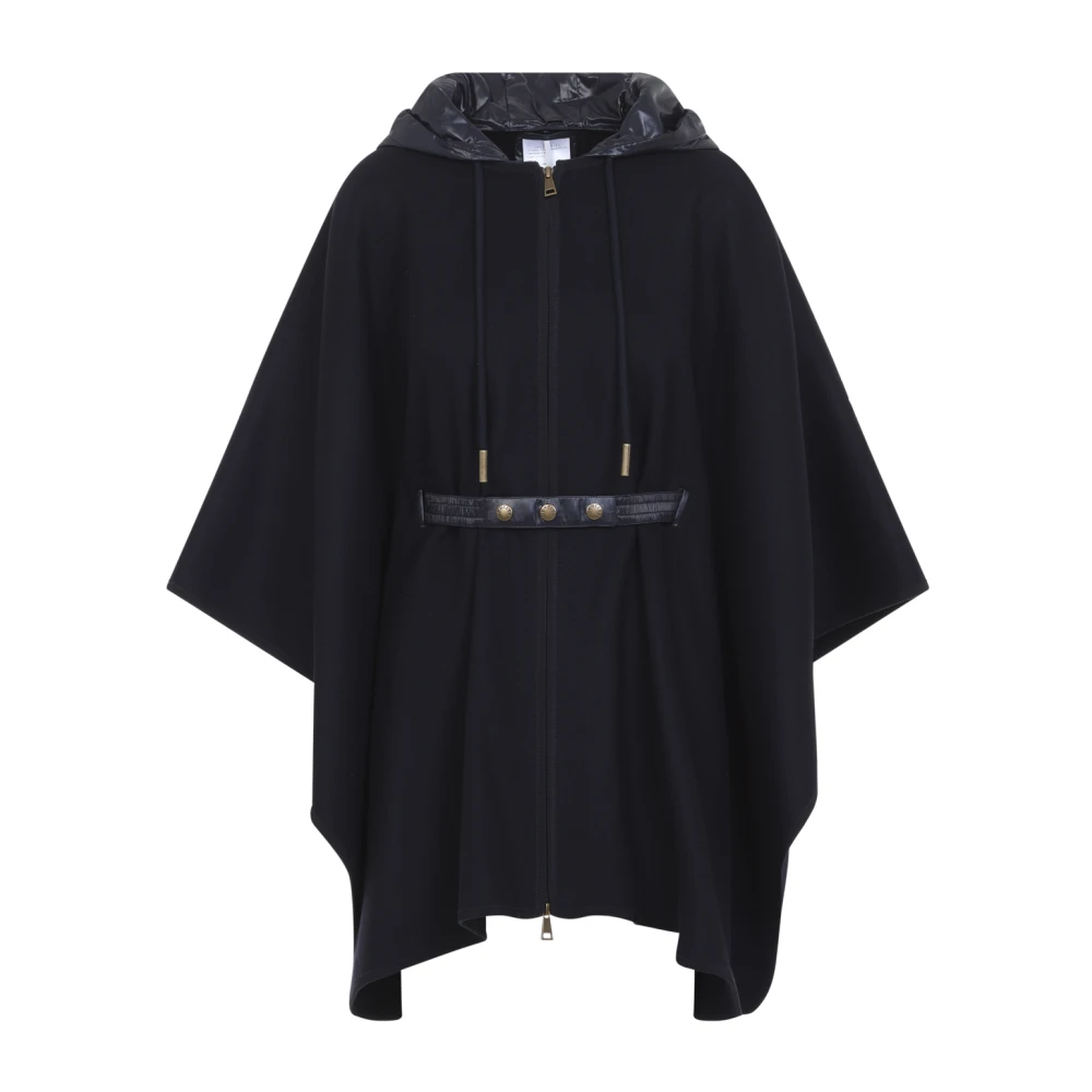 Moncler , Ponchos, Female, Blue, One Size, Wool Cape