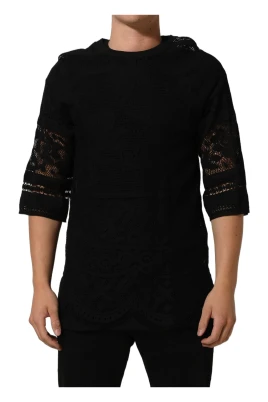 T-shirt med blommigt spets