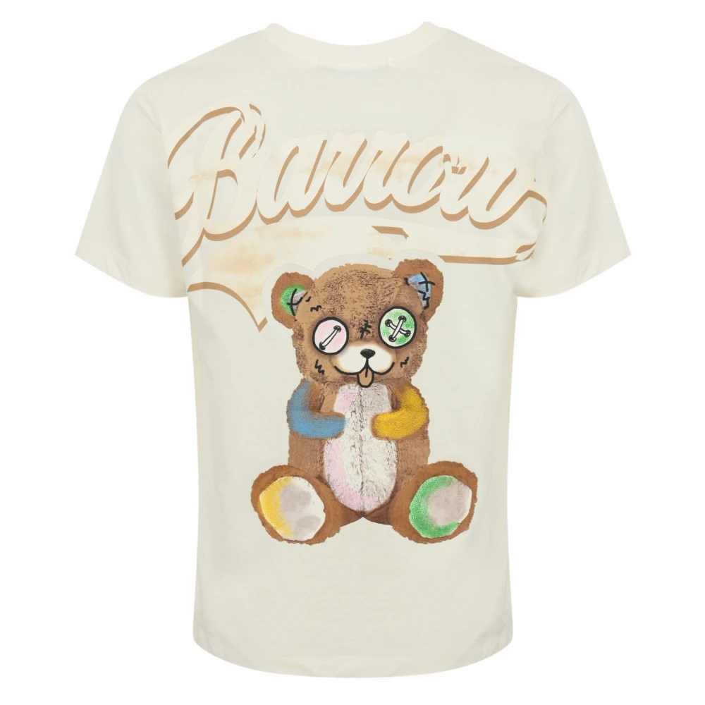 Barrow Teddy Logo Print Katoenen T-shirt Beige Heren