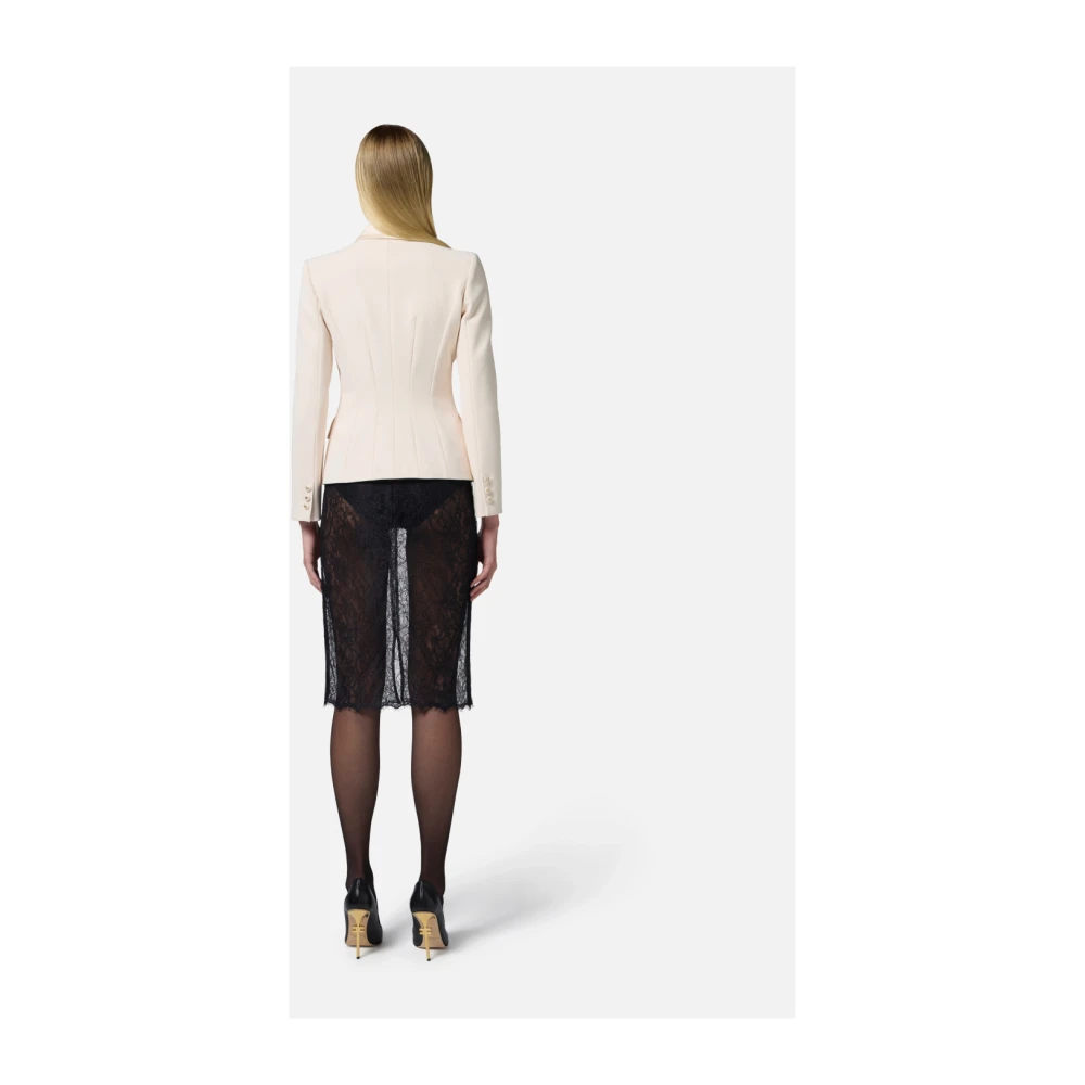 Elisabetta Franchi Crepe jasje met satijndetails Beige Dames