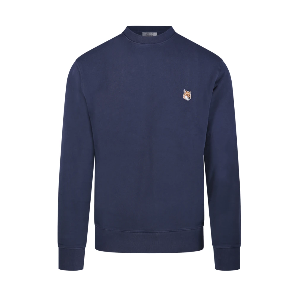 Maison Kitsuné Blauwe Katoenen Sweatshirt met Geborduurd Logo Blue Heren