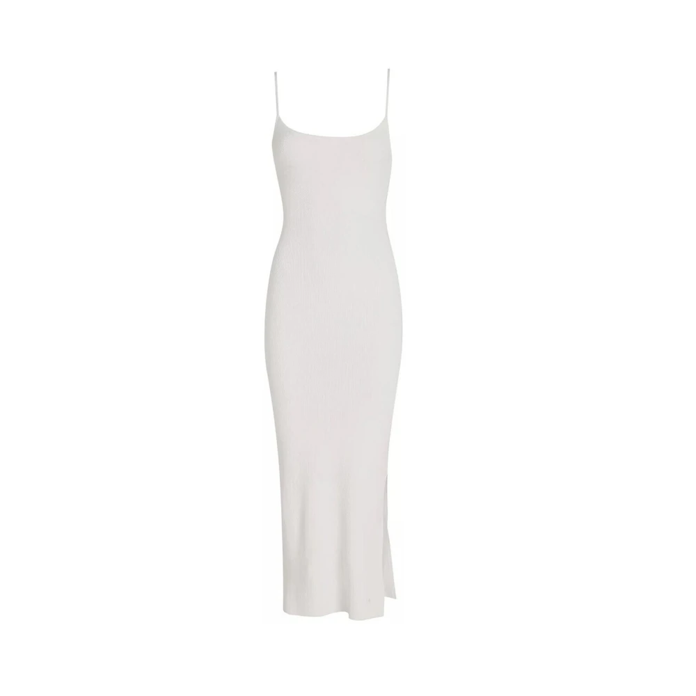 Calvin Klein Jeans Witte Geribbelde Gebreide Midi Jurk White Dames