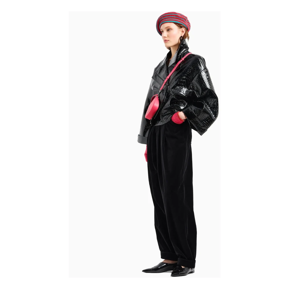 Emporio Armani Krokodillenleren Bikerjack Vrouwen Black Dames