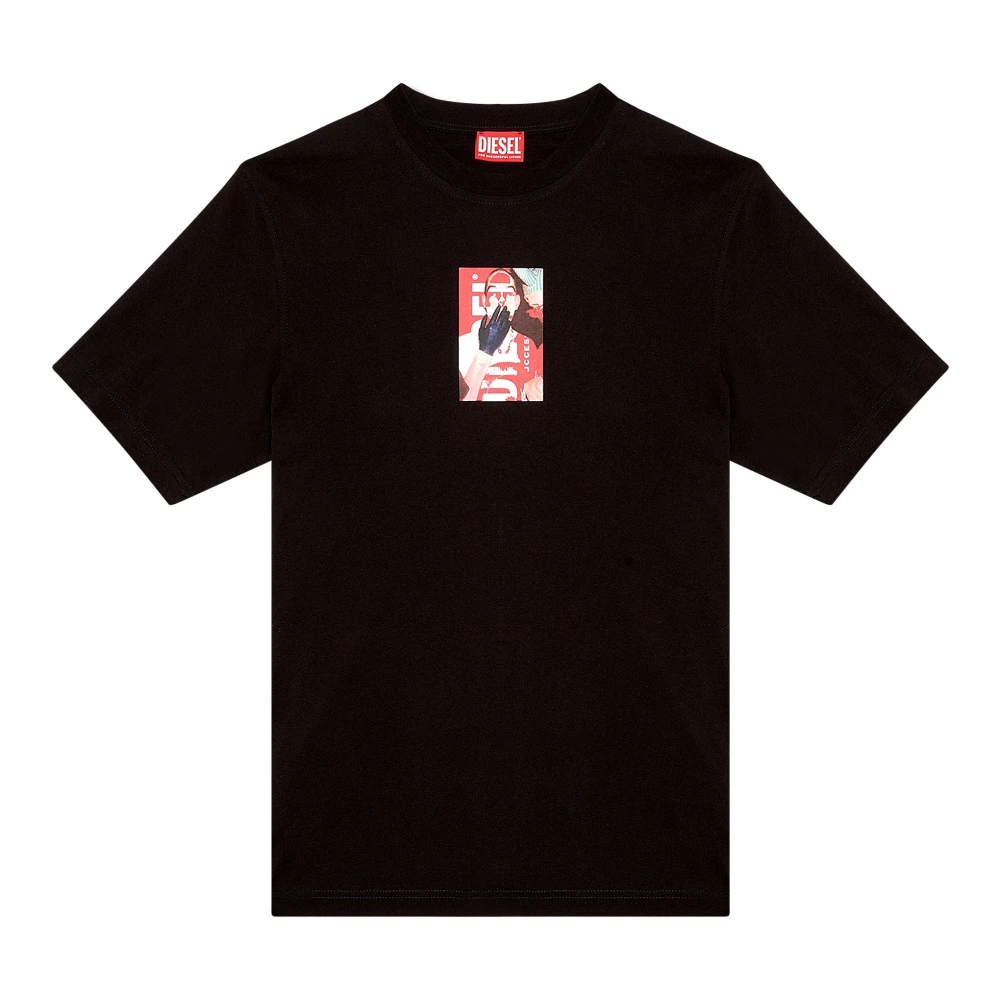 Diesel T-shirt with photo print logo Black Heren