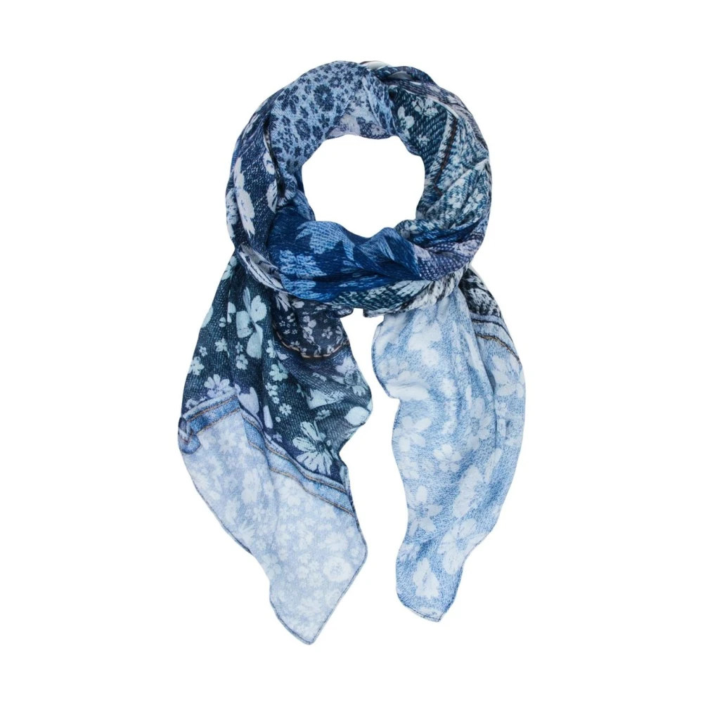 Desigual Women's Blue Floral Pattern Viscose Scarf - Scarves - One Size - Accessories