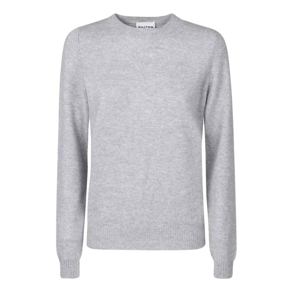 Kujten Cashmere Crew Neck Sweater met Ribbed Edges Gray Dames
