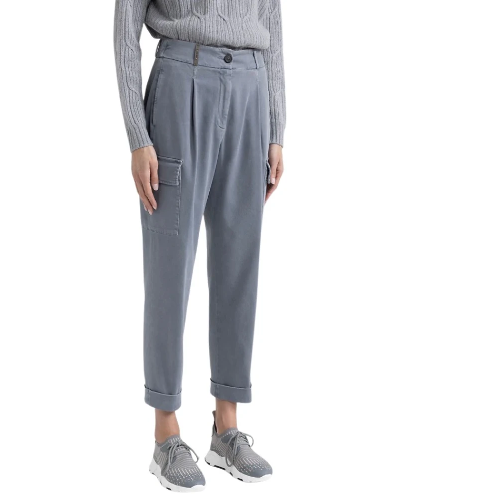 PESERICO Cargo katoenen sportbroek met zakken Gray Dames