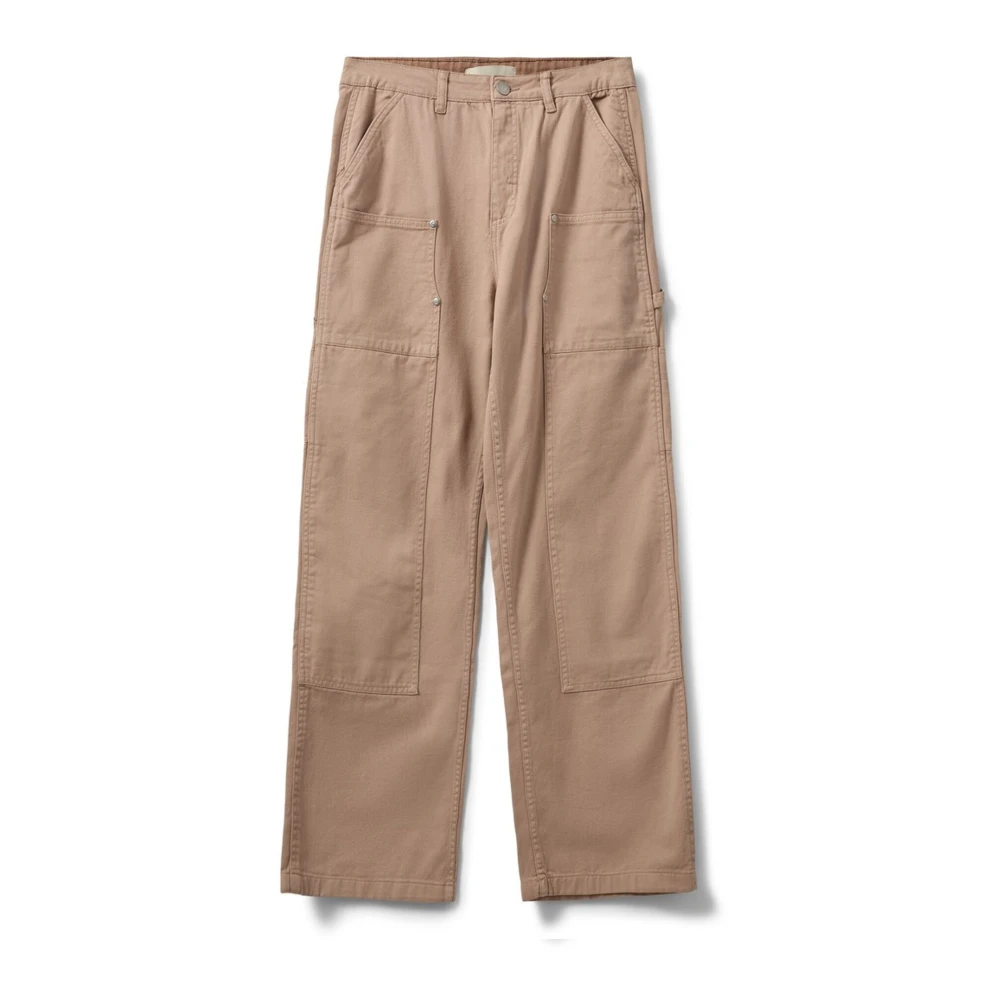 Sofie Schnoor Women's Beige Straight Trousers,, Utility-Inspired Loose Fit Jeans In Rose Large