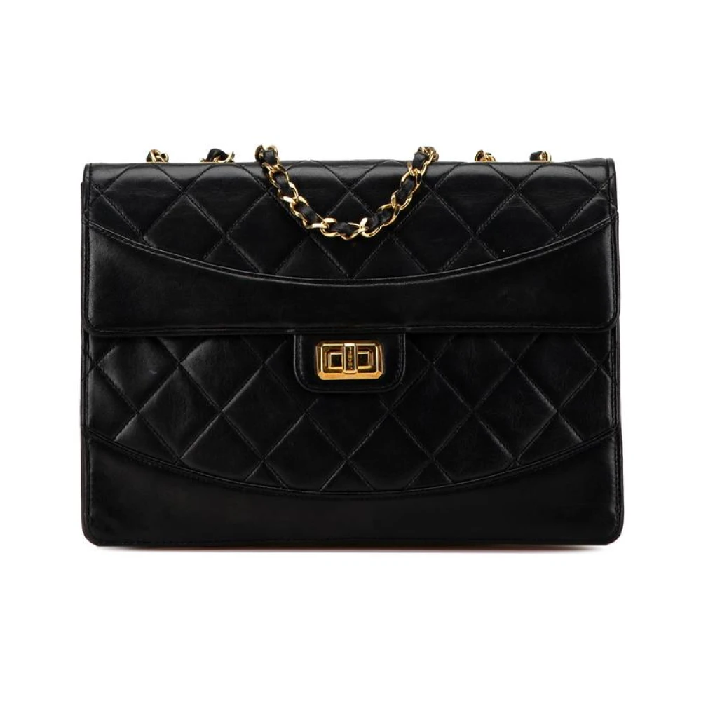 Chanel Vintage Women's Black Pre-Owned Medium Reissue 2.55 Quilted Lambskin Single Flap