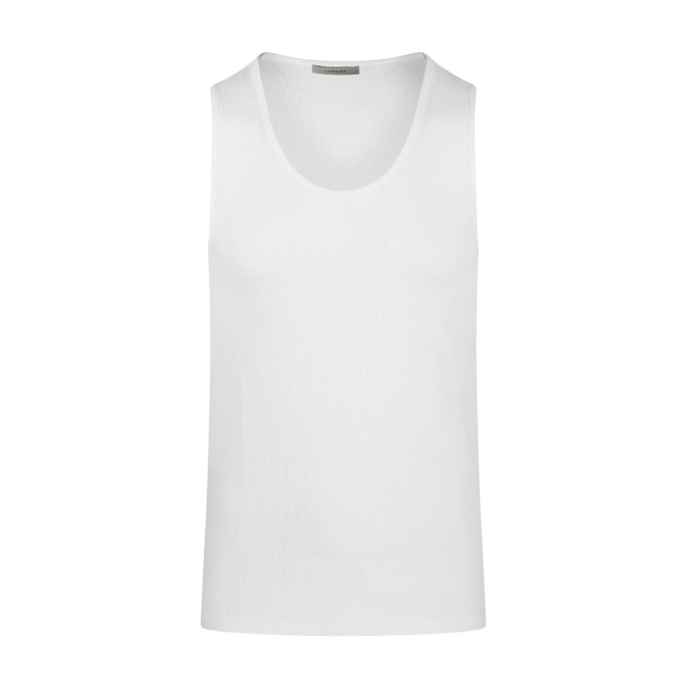 Lemaire White Sleeveless Tops, Male, S, Rib Tank Top