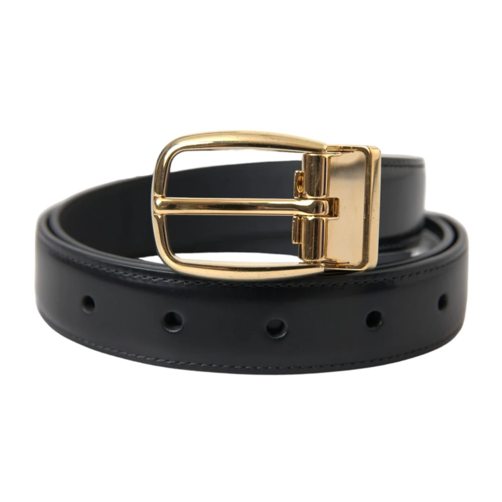 Dolce & Gabbana Zwarte Leren Riem met Gouden Gesp Black Dames
