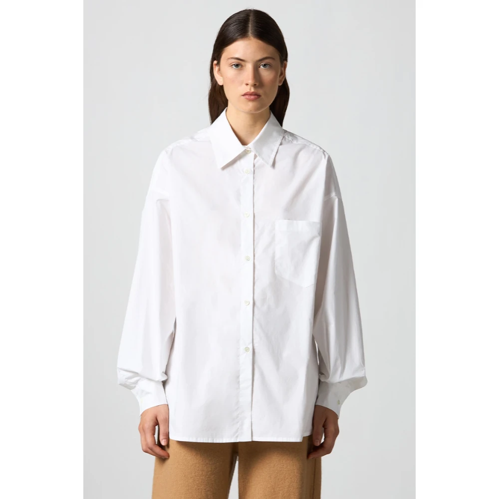 Roberto Collina Wit Overmaatse Shirt met Borstzak White Dames