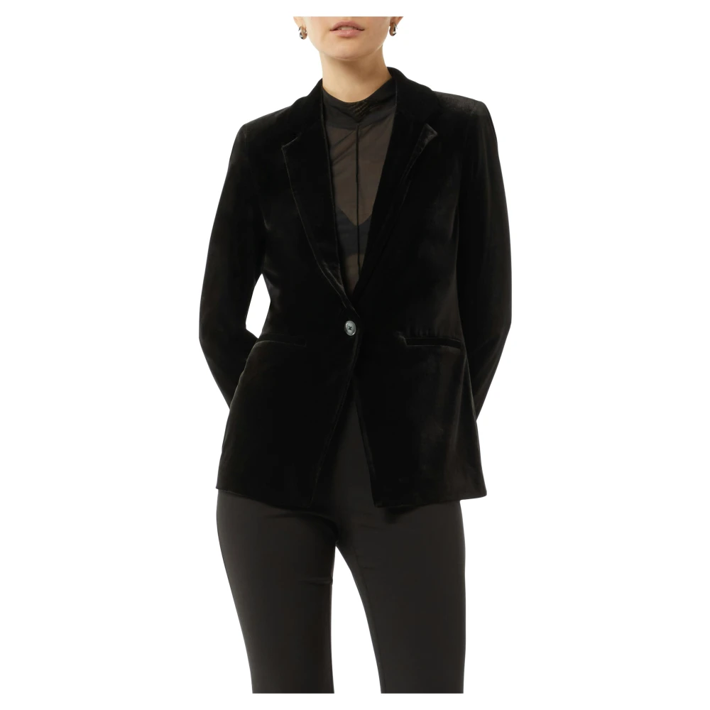 comma Stijlvolle Blazer met Reverskraag Black Dames