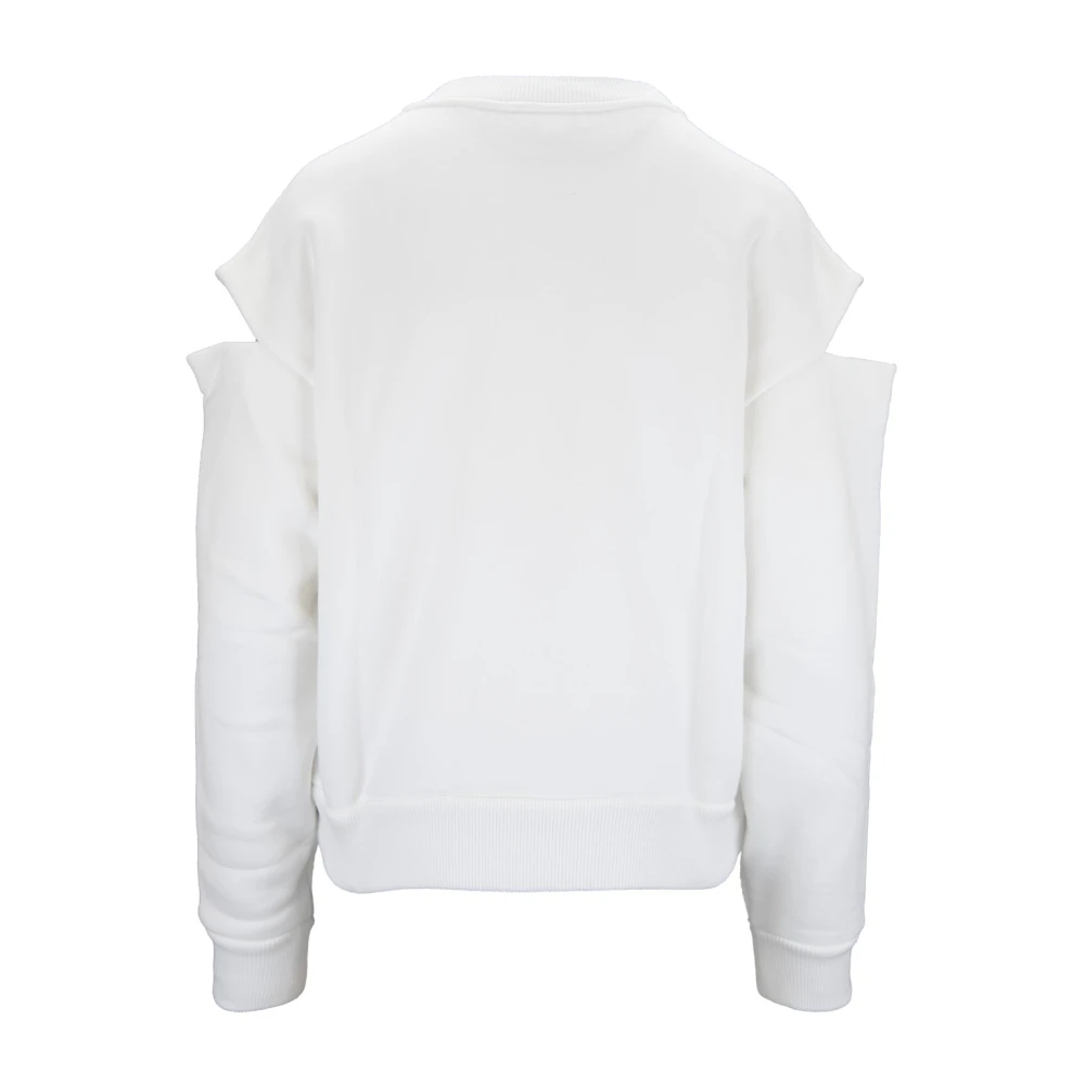 alexander mcqueen Stijlvolle Dames Pullover met Leren Details White Dames