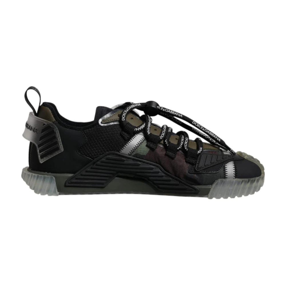 Dolce & Gabbana Men's Black Sneakers, 10 1/2 Uk, Camouflage Low Top Trainers