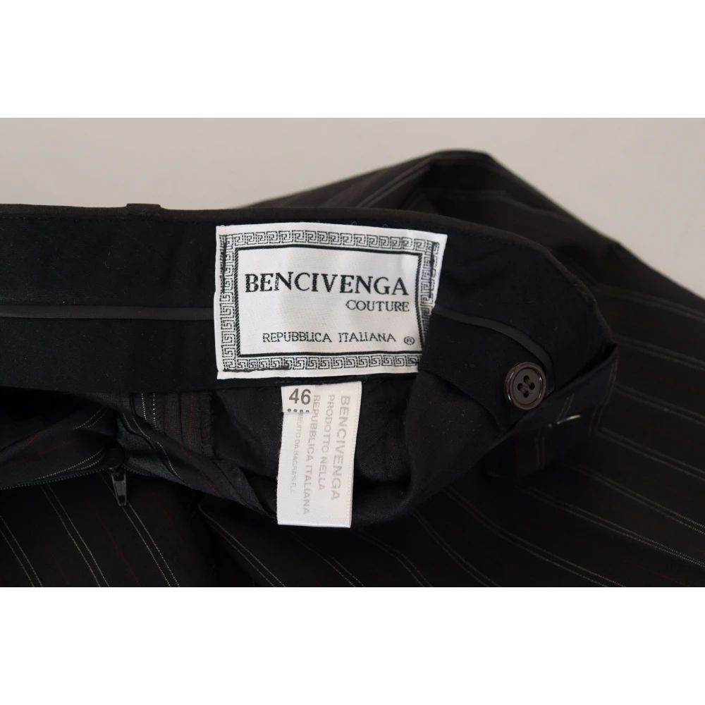 Bencivenga Gestreepte Viscose Pantalon Black Heren