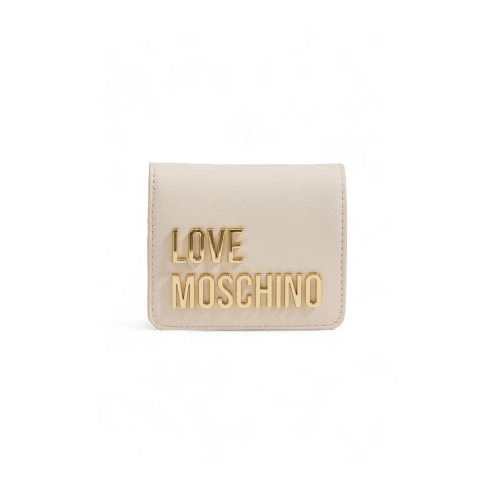 Love Moschino Compacte Polyethyleen Dames Portemonnee Collectie Beige Dames