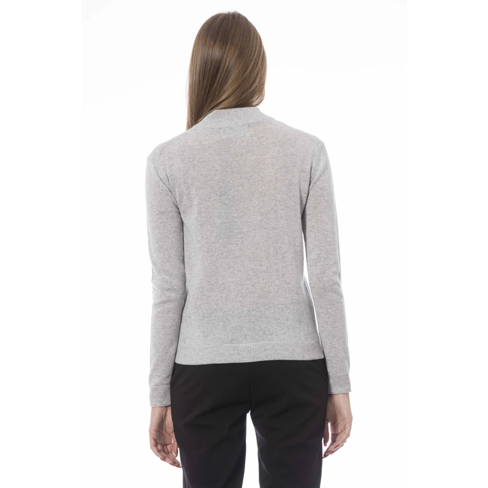 Baldinini Trendy Gebreide Trui met Monogramdetail Gray Dames