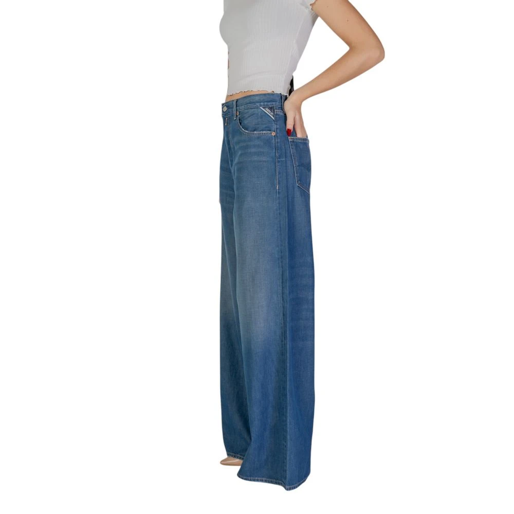 Replay Blauwe Katoenen Bootcut Jeans & Broek Blue Dames