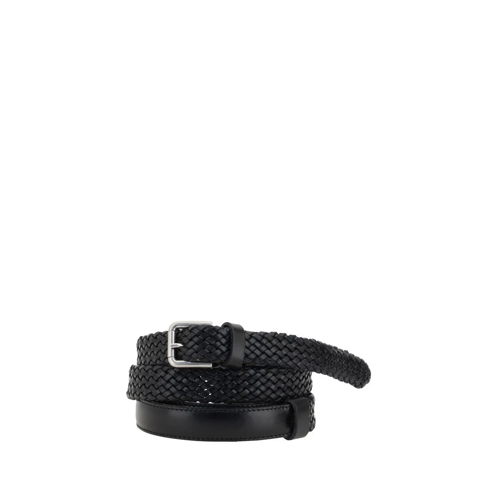 Dolce & Gabbana Uomo Nero - Fibbia Argento Cintura Intrecciata In Pelle - Accessories - 90 Cm