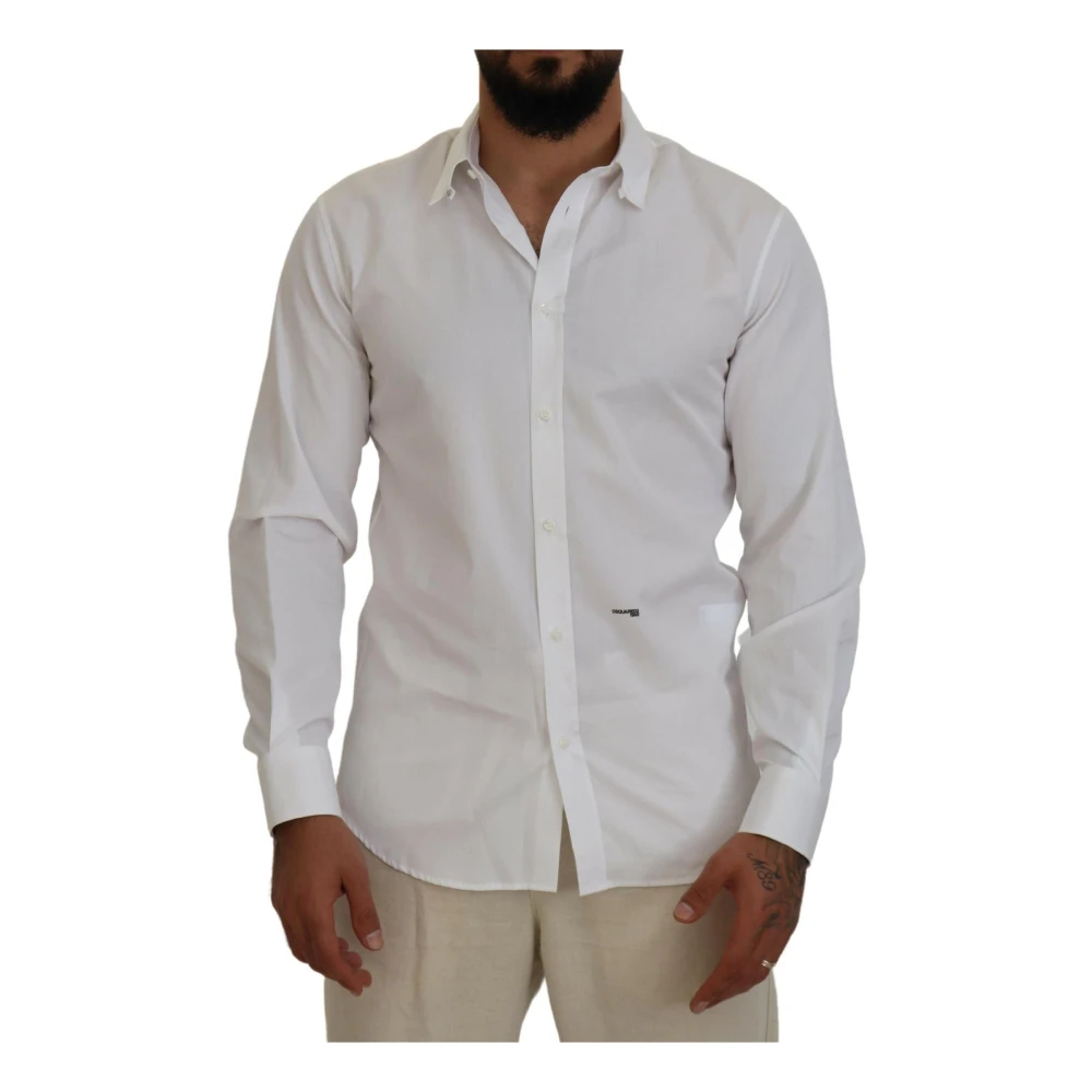 Dsquared2 Witte Formele Overhemd Lange Mouwen Kraag White Heren