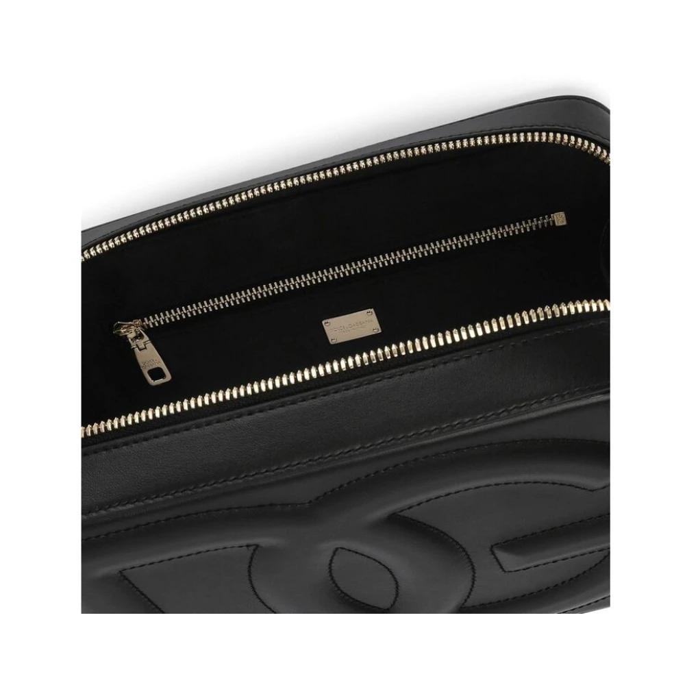 Dolce & Gabbana Zwarte leren schoudertas met logo Black Dames