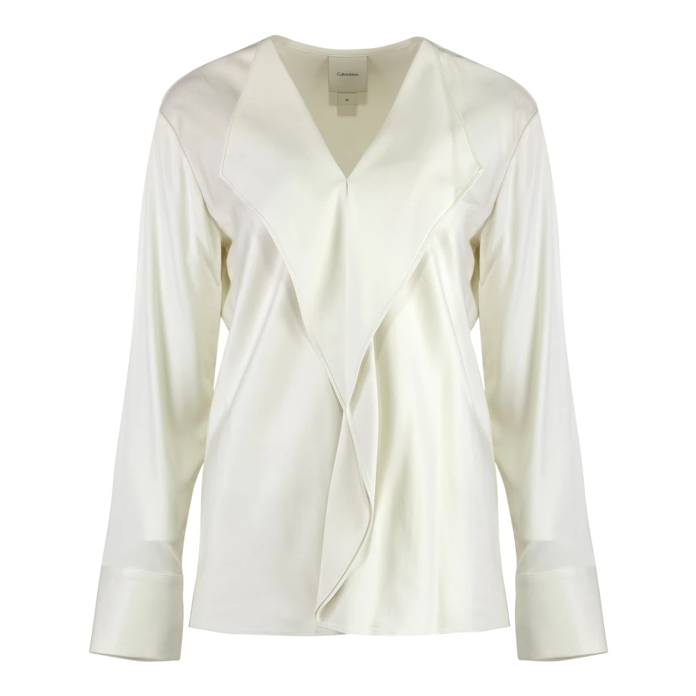 Calvin Klein Splitmanchetten Viscose Blouse White Dames