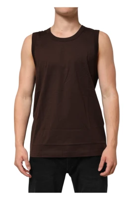Brun Bomull Ärmlös Tank Top