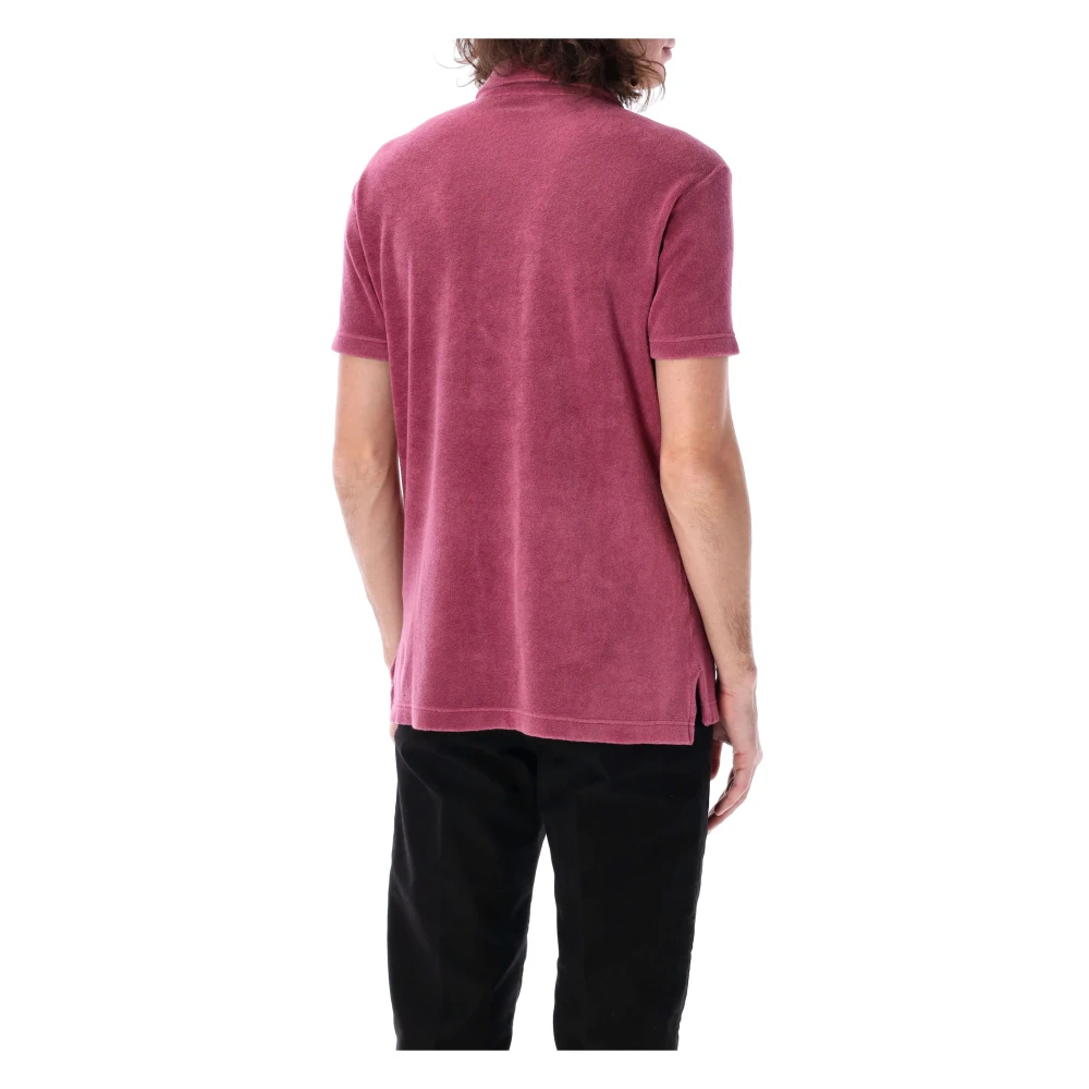 Tom Ford Luxe Toweling Polo Shirt Pink Heren