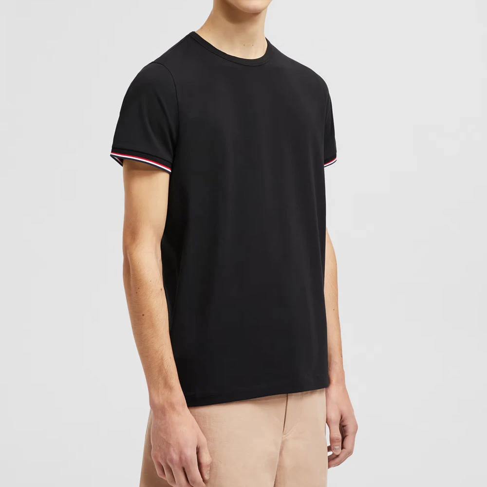 Moncler T-shirt met tricolour afwerking Zwart Black Heren