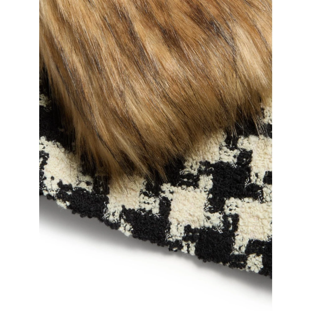 Valentino Geruit Patroon Wollen Zijden Jas Beige Dames