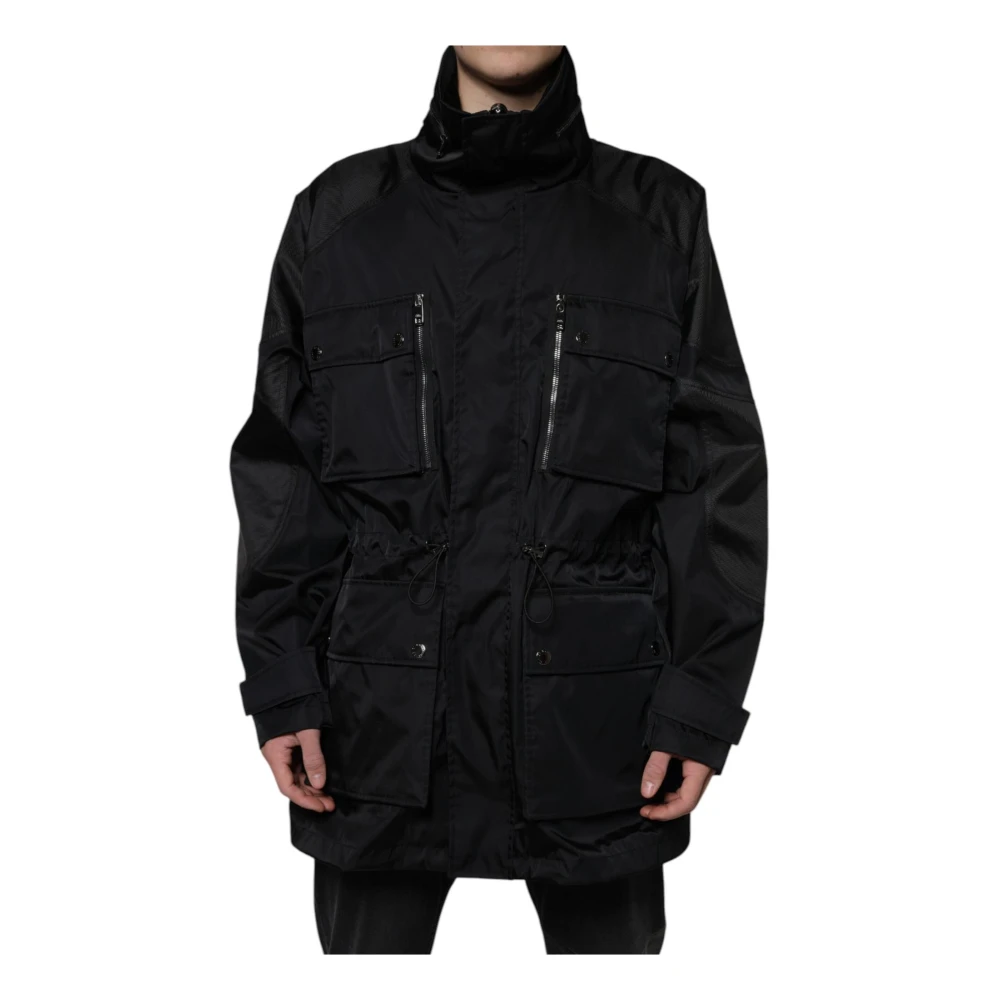 Dolce & Gabbana Svart Nylon Vinter Parka Kappa Jacka Black, Herr