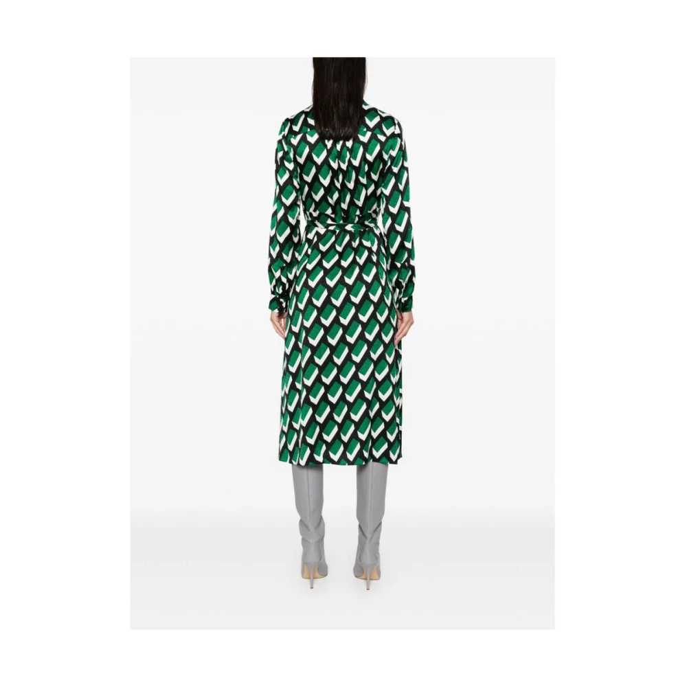 Diane Von Furstenberg Geometrisch Patroon Jacquard Jurk Green Dames