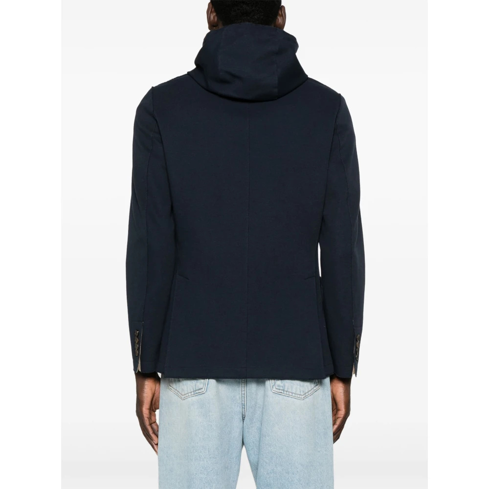Eleventy Katoenen capuchonjack met afneembare capuchon Blue Heren