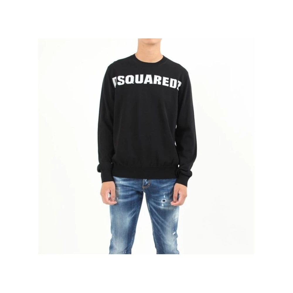 Dsquared2 Men's Black Sweatshirts, S, Crew Neck Sweatshirt