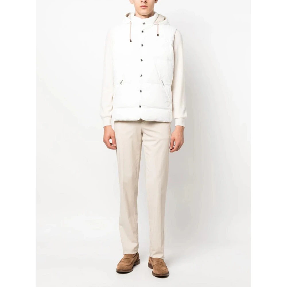 BRUNELLO CUCINELLI Beige Mouwloze Nylon Gewatteerde Jas Beige Heren