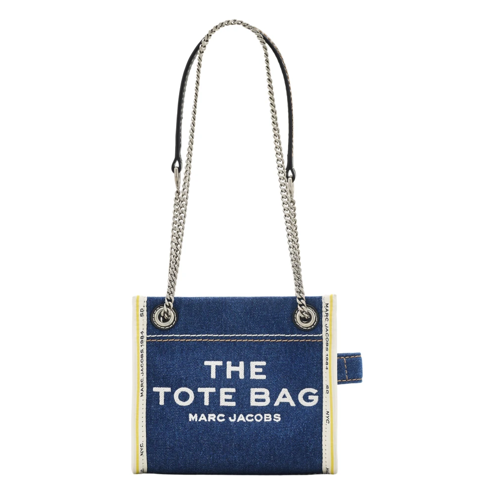 Denim Crossbody Tote Veske med Kjede